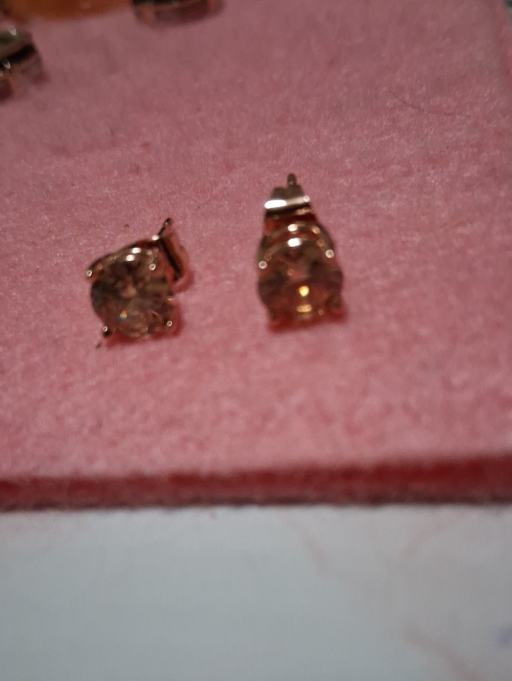 Classic Gold-Tone Round Cubic Zirconia Stud Earrings - Gold